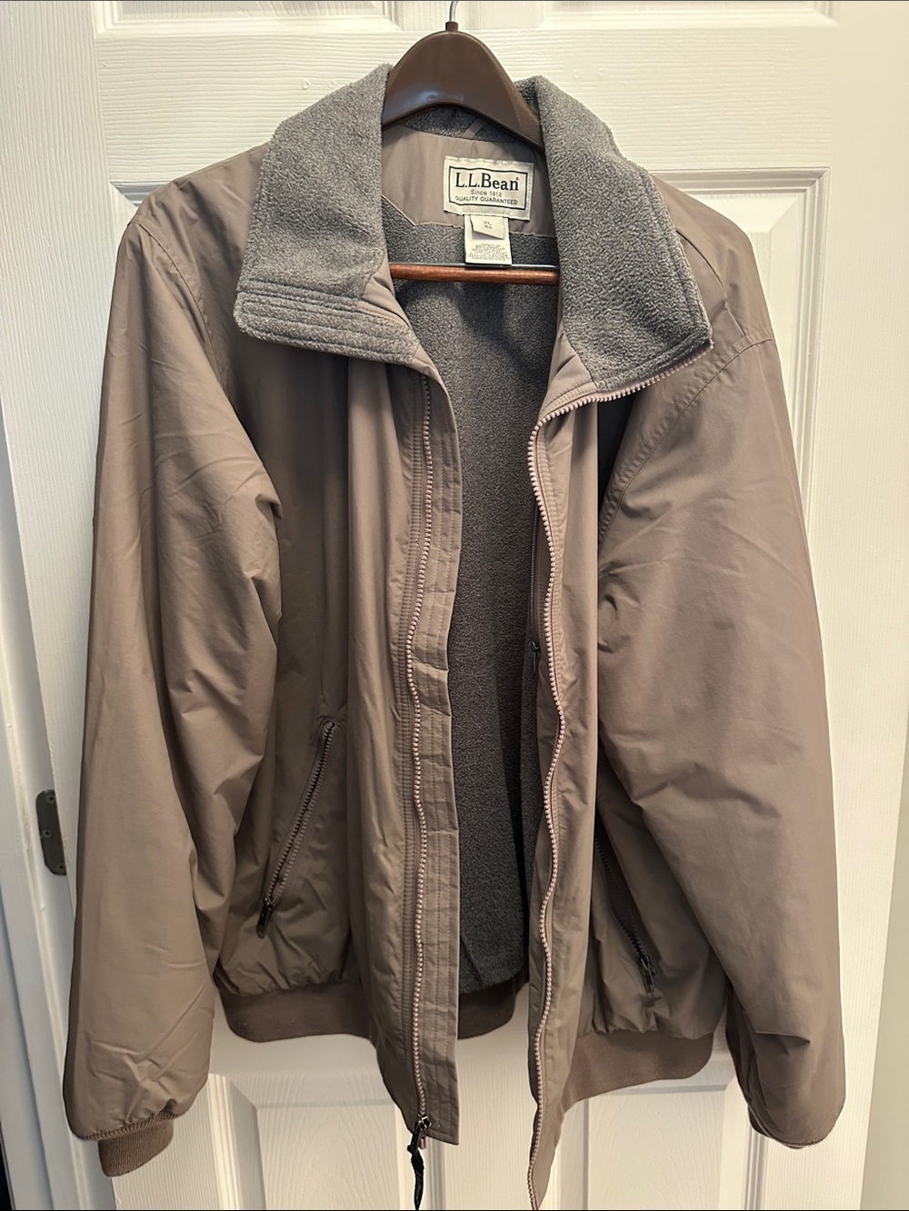 L.L. Bean Men's Warm-Up Jacket, Fleece Lined